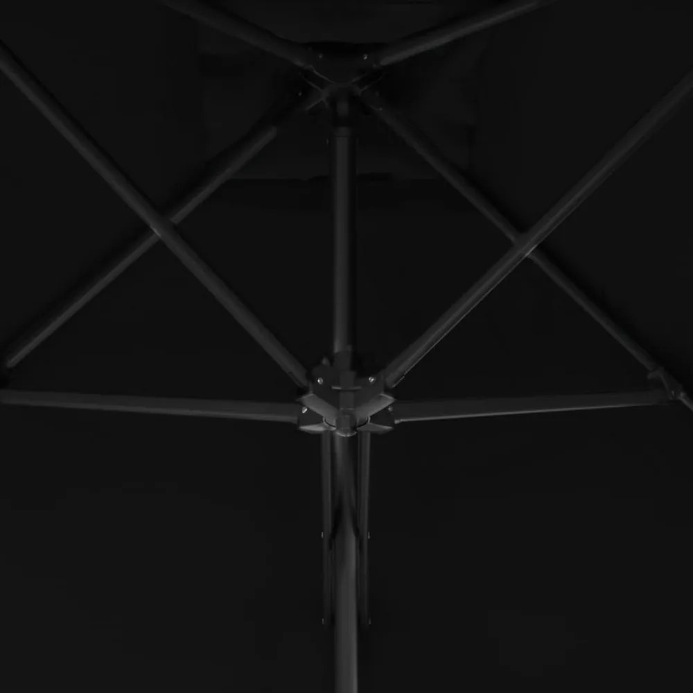fekete kültéri napernyő acélrúddal 300 x 230 cm