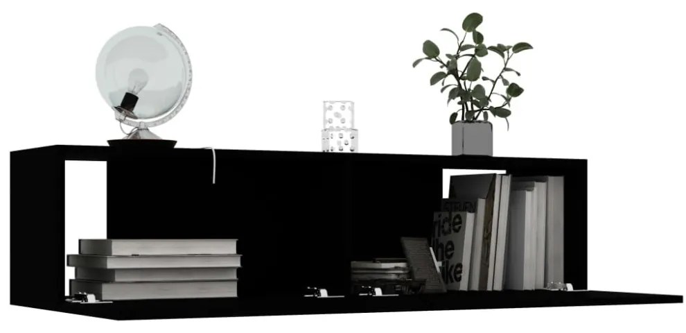 fekete szerelt fa TV-szekrény 120 x 30 x 30 cm