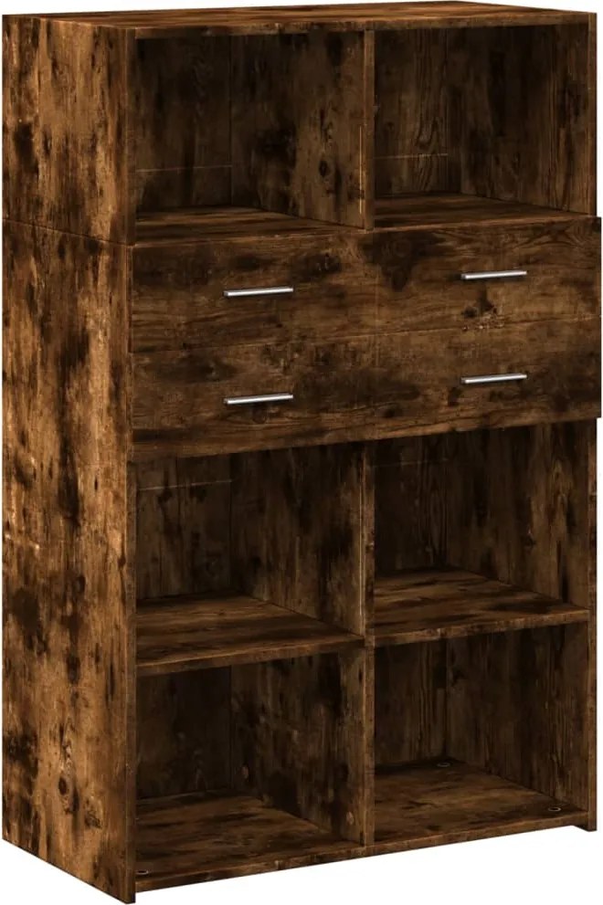 vidaXL füstös tölgy színű szerelt fa magasszekrény 80 x 42,5 x 124 cm