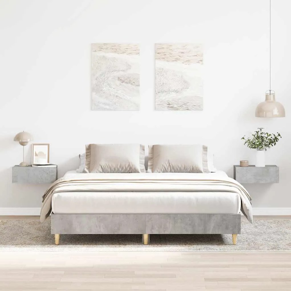 betonszürke szerelt fa ágykeret matrac nélkül 140 x 200 cm