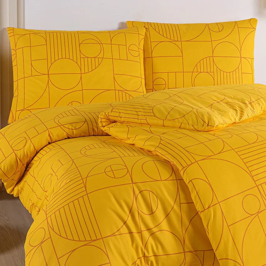 BedTex pamut ágynemő Geo Ray Flower, 220 x 200 cm, 2 db 70 x 90 cm, 220 x 200 cm, 2 db 70 x 90 cm