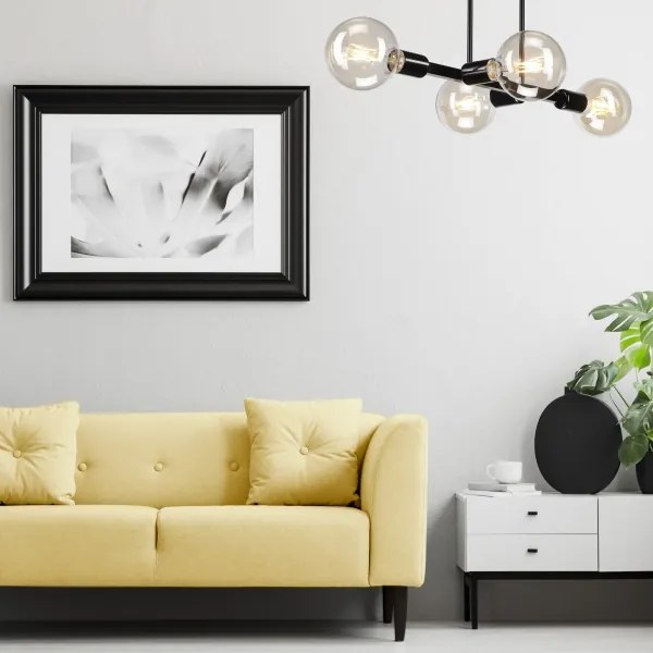 ASTRID mennyezeti lámpa 4xE27/60W/230V fekete, rúdon