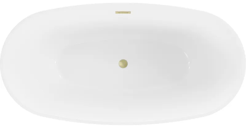 Mexen Eris, szabadon álló kád 170 x 80 cm, fehér-fekete, arany matt túlfolyó, 53441708075-55