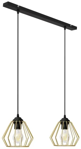 Csillár zsinóron AGAT 2xE27/15W/230V arany/fekete