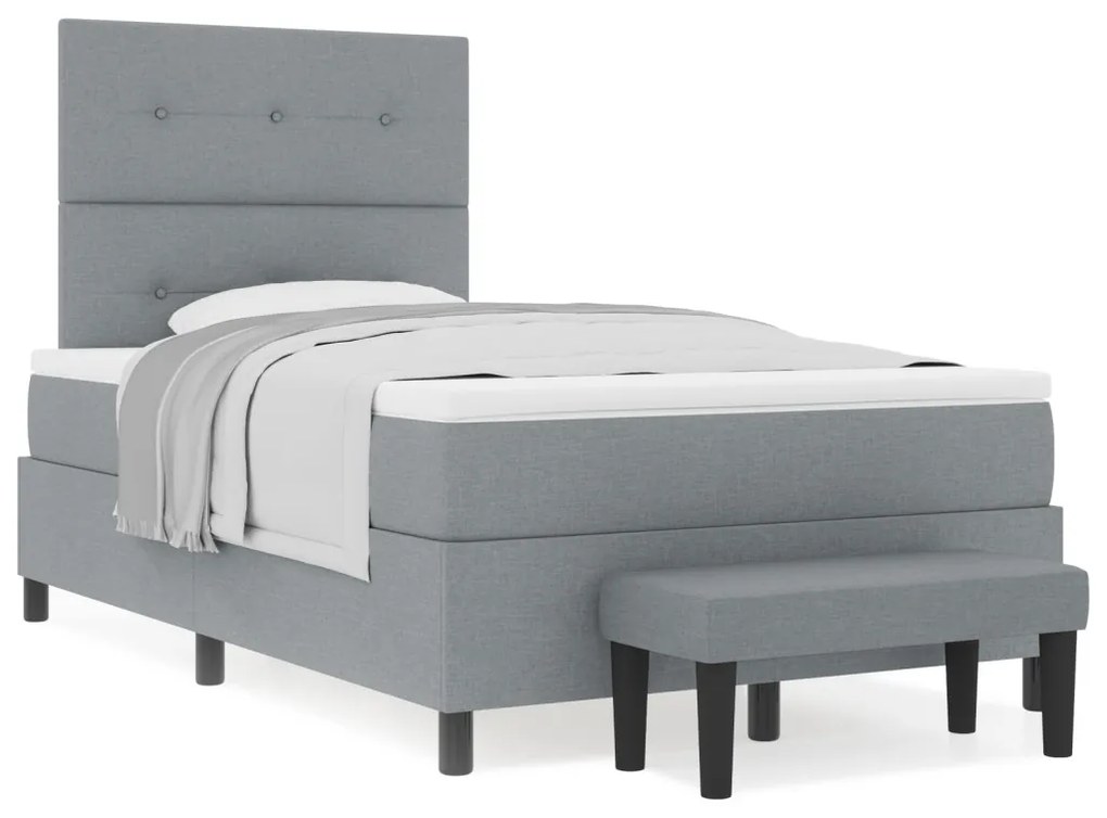 Box Spring Ágy Matraccal és Pad mosott szürke 120x200 cm Szövet
