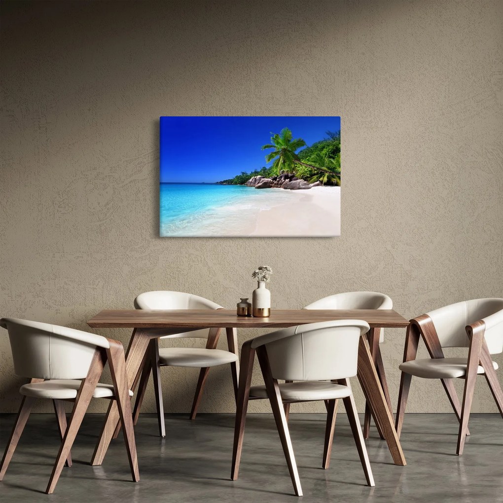 Kép a strandról a Praslin szigeten (90x60 cm)