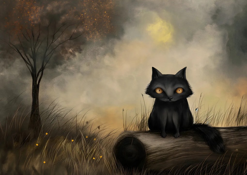 Poszter 29,7x21cm Fekete macska