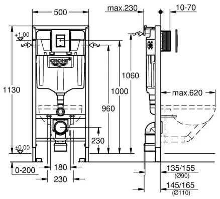 GROHE 39817000 - WC-szett SOLIDO 1,13 m kerámia/fehér