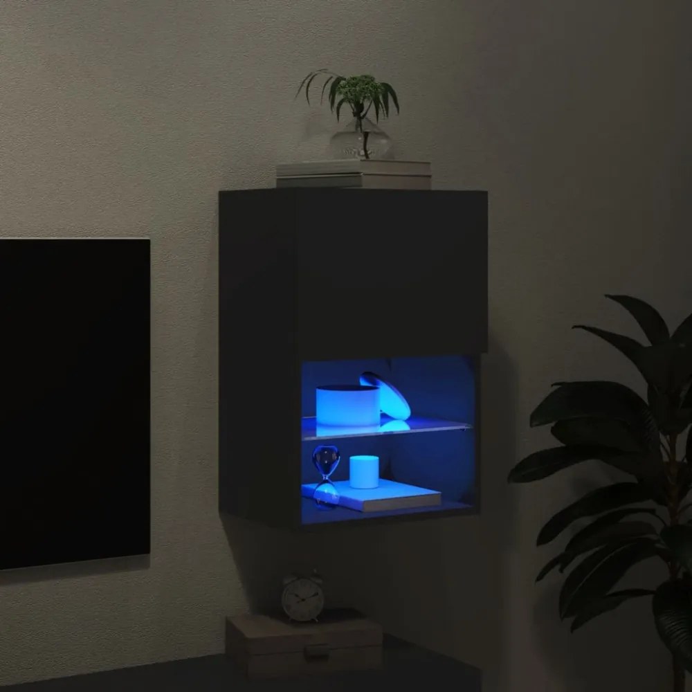 fekete TV-szekrény LED-lámpákkal 40,5x30x60 cm