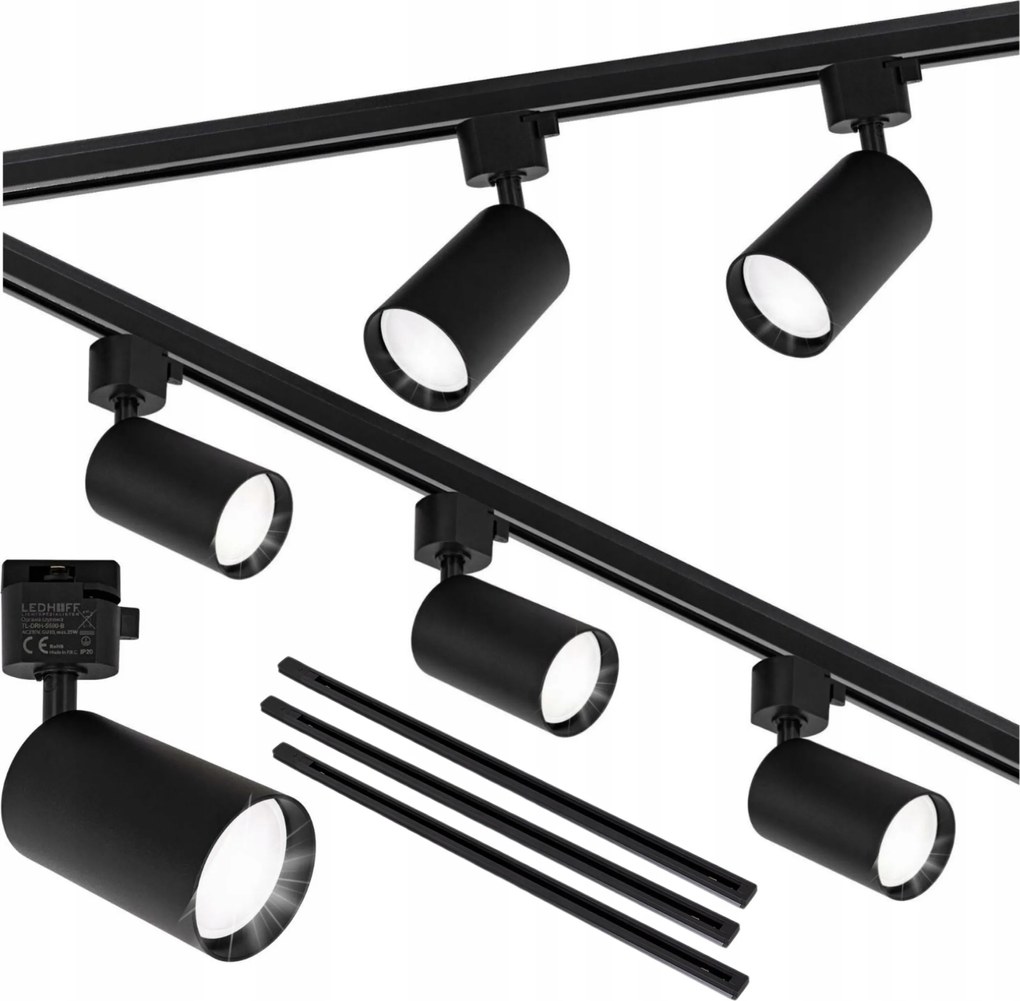 Sínvilágítás díszléc szett 3x 1m 5x GU10 lámpa sín Led kábel 3m