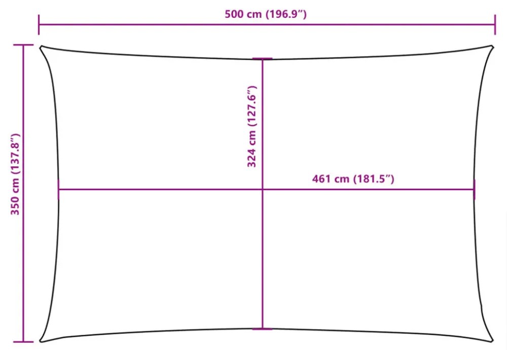 bézs téglalap alakú oxford-szövet napvitorla 3,5 x 5 m