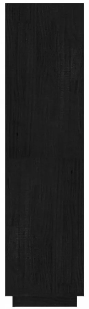 fekete tömör fenyőfa könyvszekrény/térelválasztó 40x35x135 cm