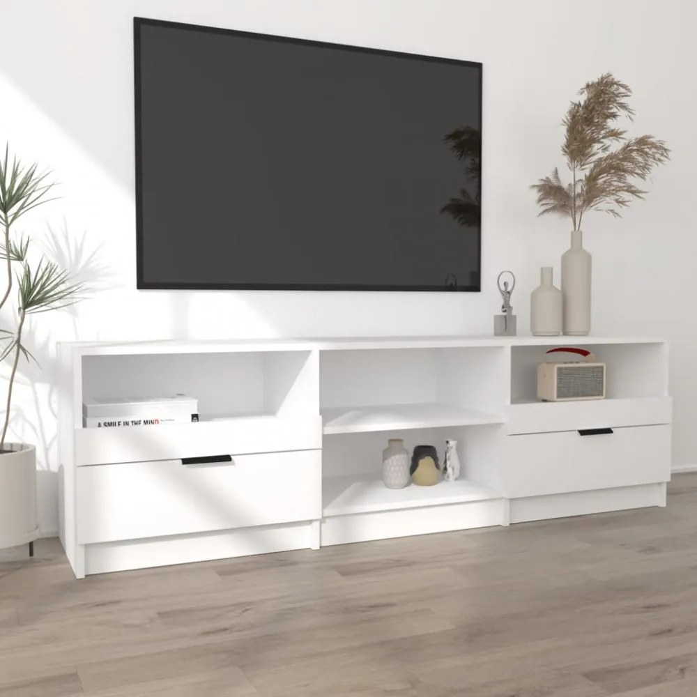 fehér szerelt fa TV-szekrény 150 x 33,5 x 45 cm