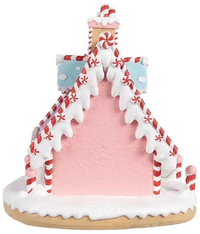 Rózsaszín kék mézeskalács ház karácsonyi dekoráció 16x13x15 cm