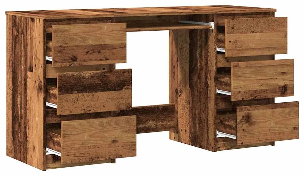 antik fa színű szerelt fa íróasztal 140 x 50 x 77 cm
