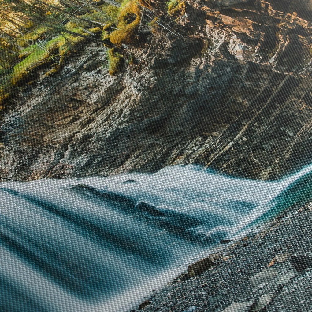 Erdei vízesés képe (órával) (90x30 cm)