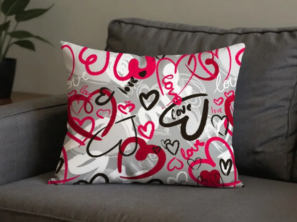 Polipamut párnahuzat STREET LOVE POLY 50x70 cm, szürke