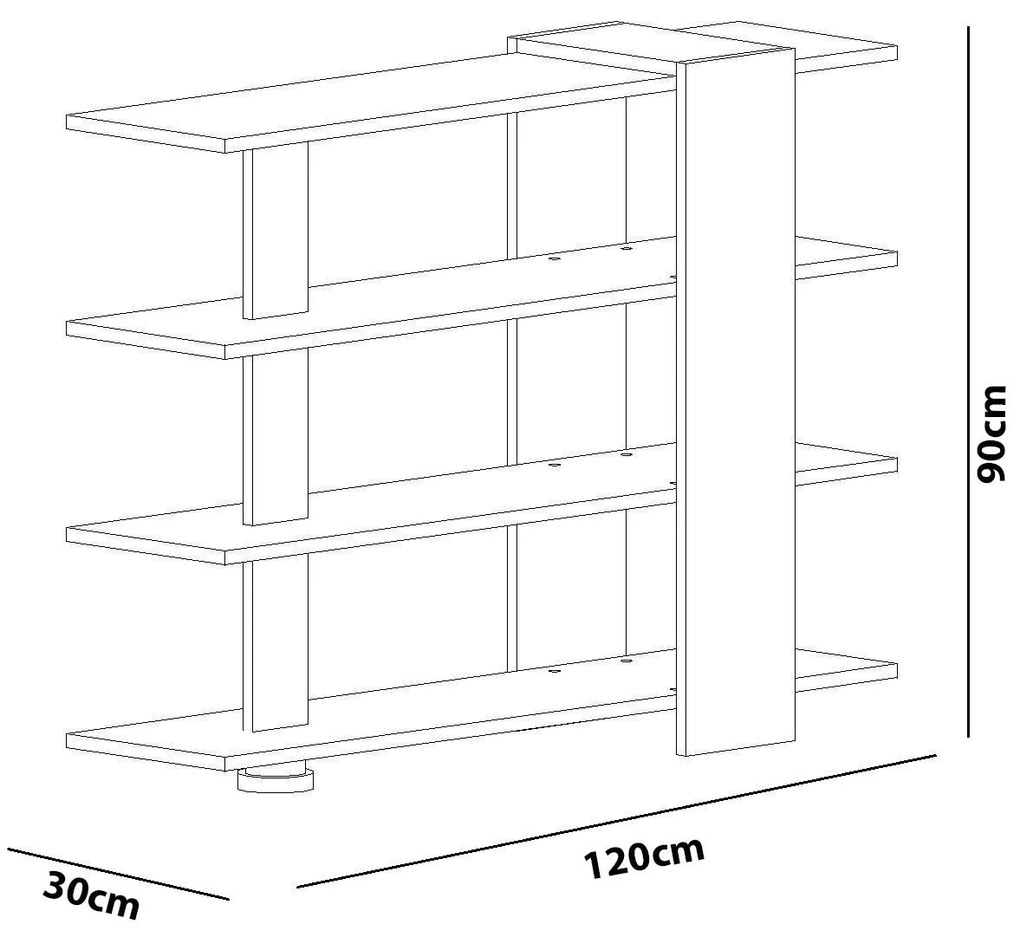 könyvespolc Nur - White, Walnut