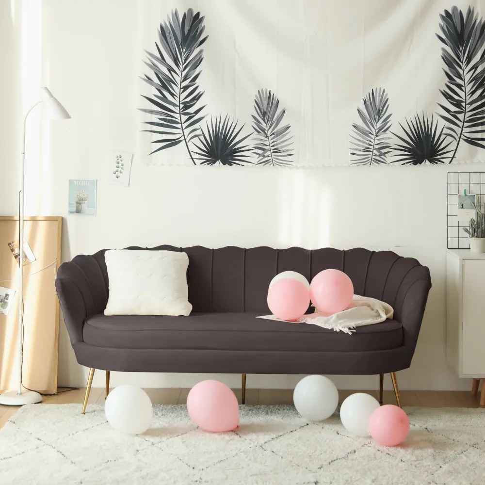 Luxus kanapé, 3 személyes, szürkésbarna Velvet szövet/arany, Art-deco, NOBLEO TYP 2