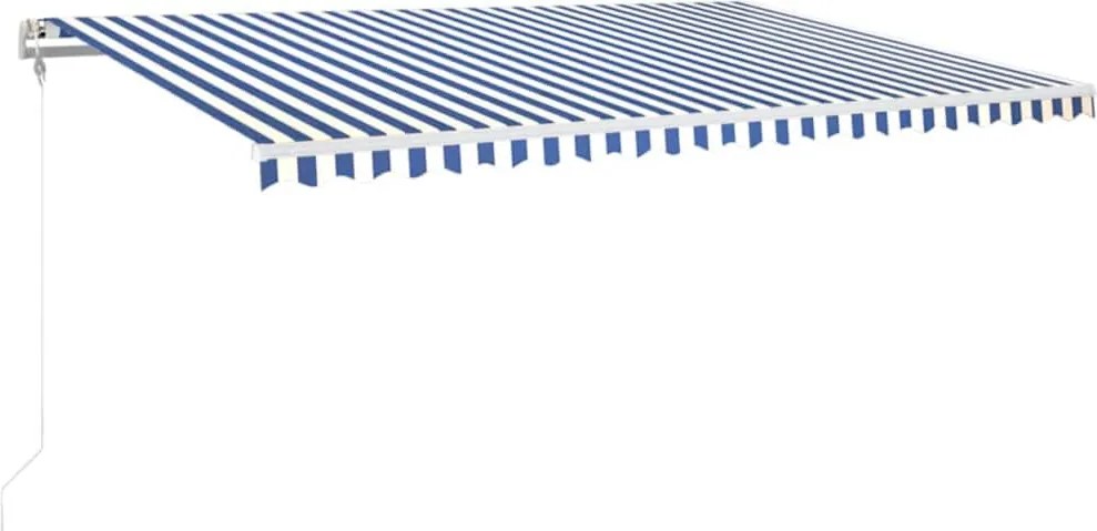 vidaXL kék/fehér automata szélérzékelős és LED-es napellenző 500x350cm