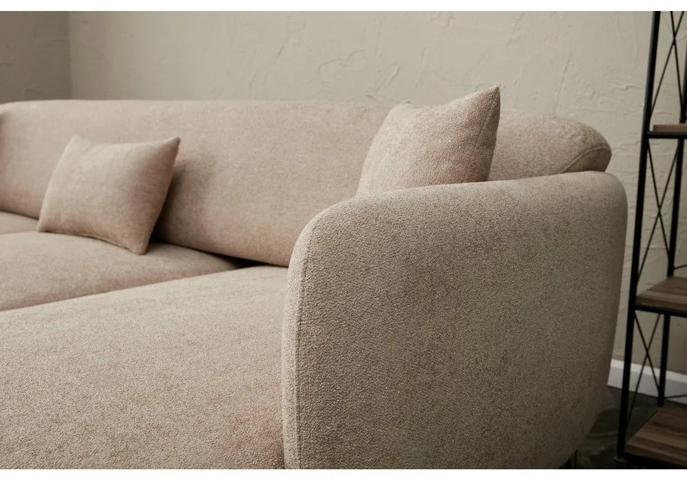 Bézs sarokkanapé (jobb oldali-heverő résszel) Simena – Balcab Home