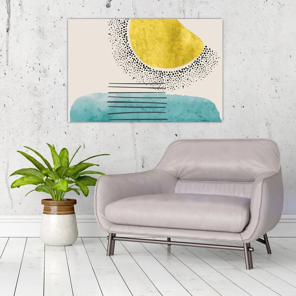 Kép - Absztrakt festmény a strandról N⁰2 (90x60 cm)
