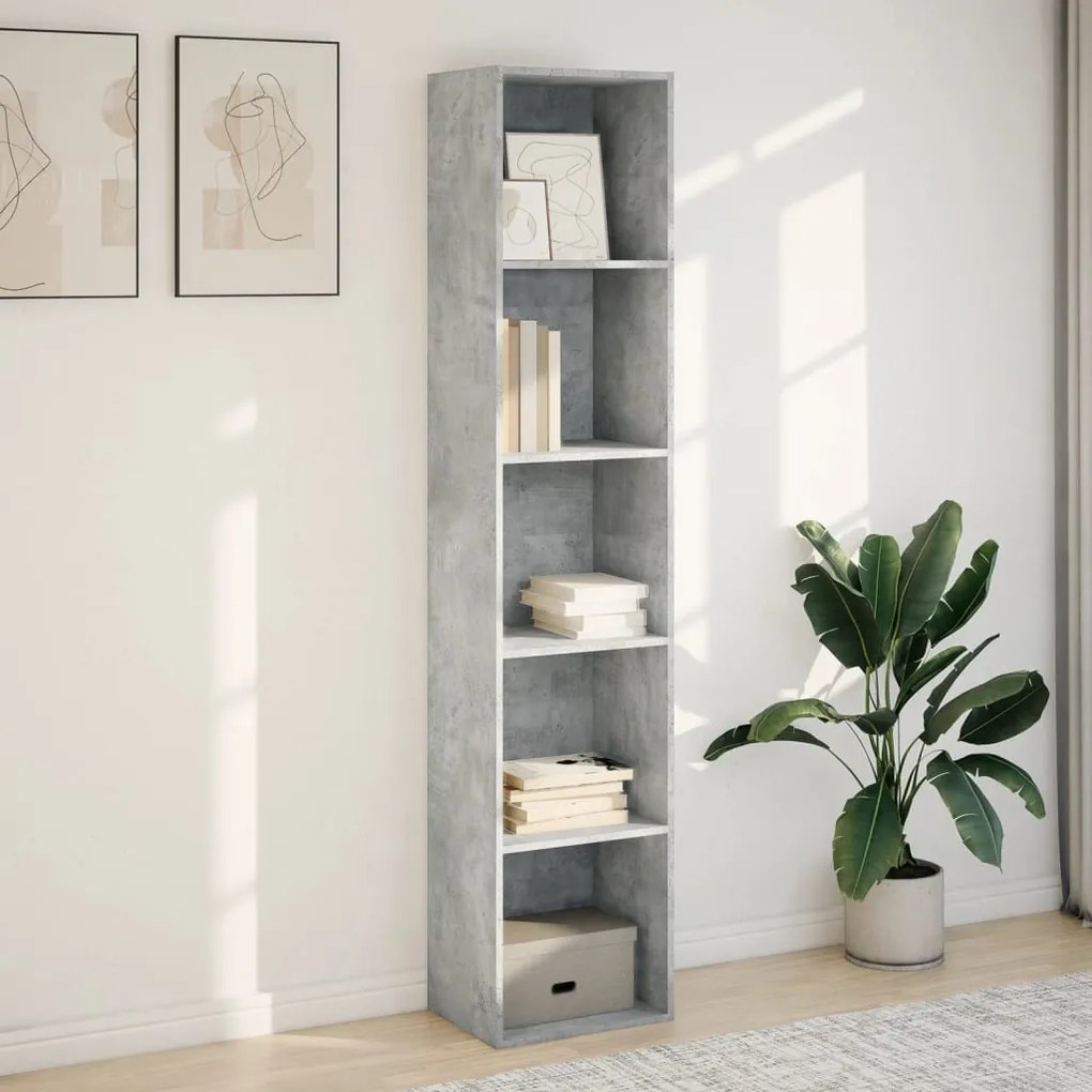 betonszürke szerelt fa könyvespolc 40 x 30 x 189 cm