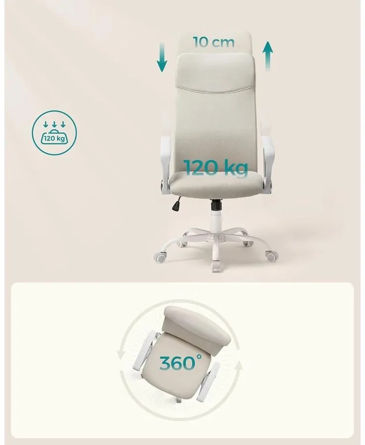 SONGMICS irodai szék, ergonomikus szék cappuccino bézs színben