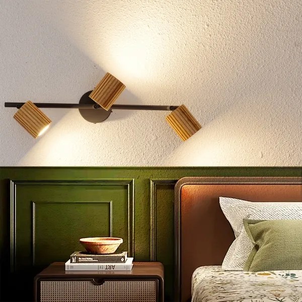 Brilagi - Spotlámpa MODERN WOOD 3xGU10/8W/230V fa/fekete