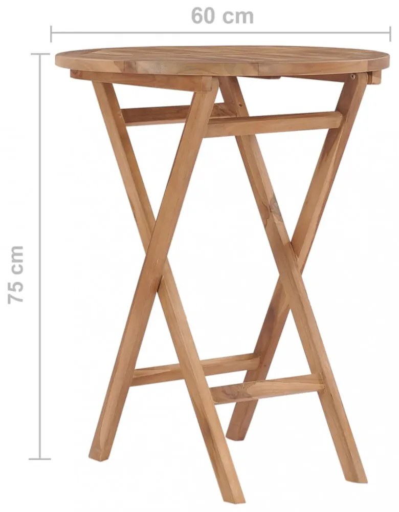 összecsukható tömör tíkfa kerti asztal 60 cm