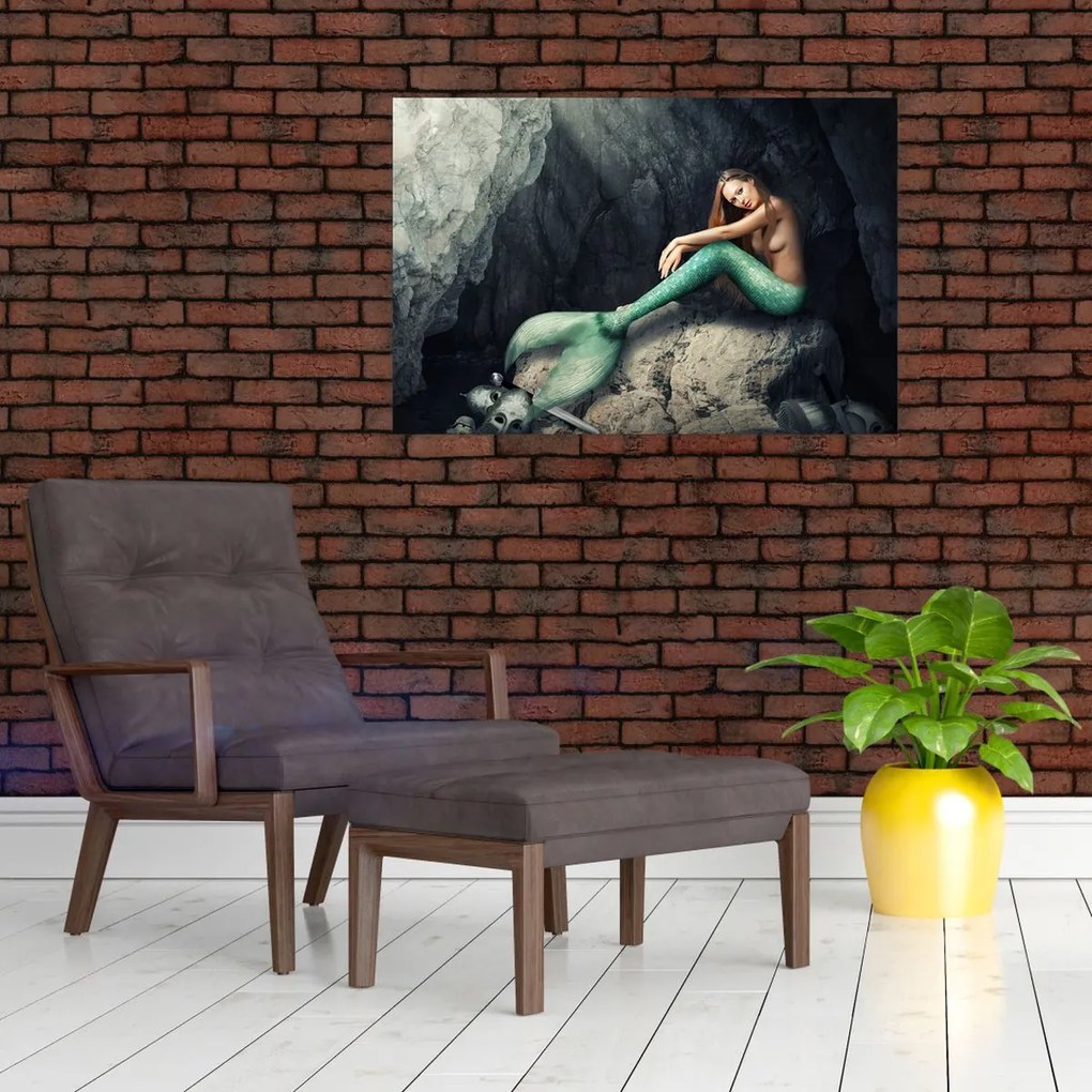 Kép - Hableány a sziklán (90x60 cm)