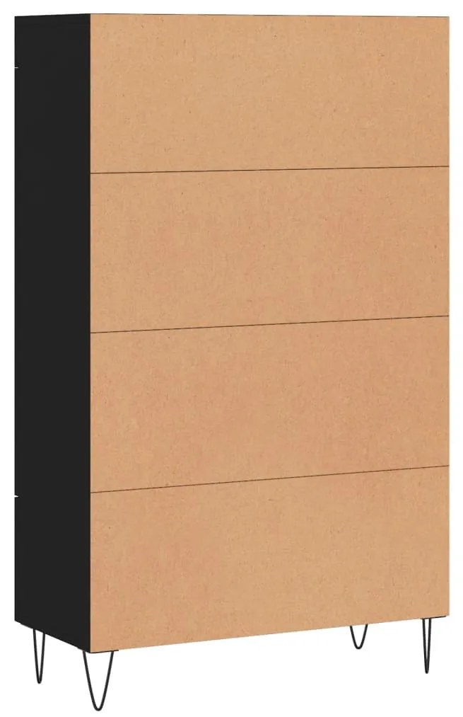 fekete szerelt fa magasszekrény 69,5 x 31 x 115 cm
