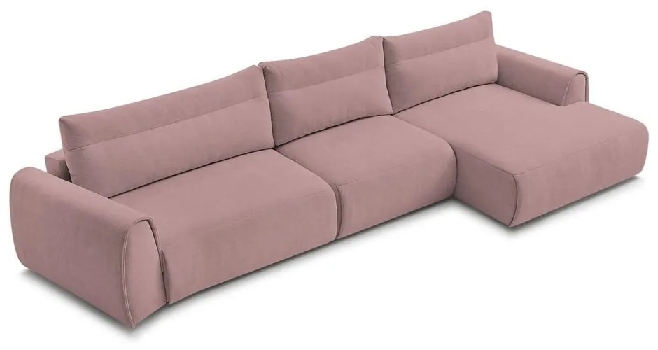 Világos rózsaszín sarokkanapé Aden – Bobochic Paris