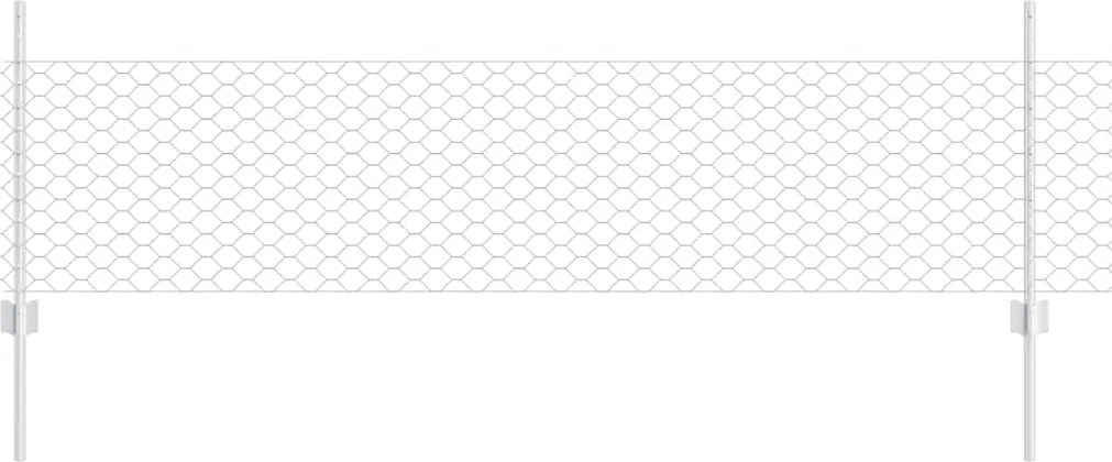 vidaXL Kerítés oszlopokkal Ezüst 0,5 x 10 m Acél