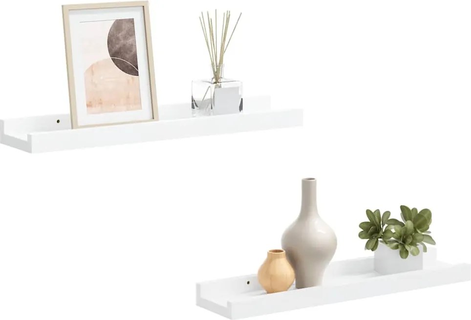 vidaXL 2 db fehér MDF szegélypolc képkeretekhez 40 x 9 x 3 cm