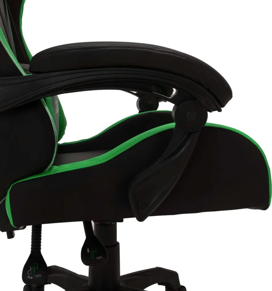 vidaXL zöld és fekete műbőr versenyszék RGB LED-világítással