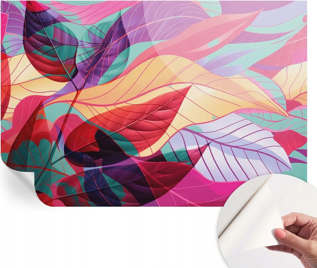 Öntapadós tapéta Fali furnér 3D hatás Absztrakt levelek 104x70 cm