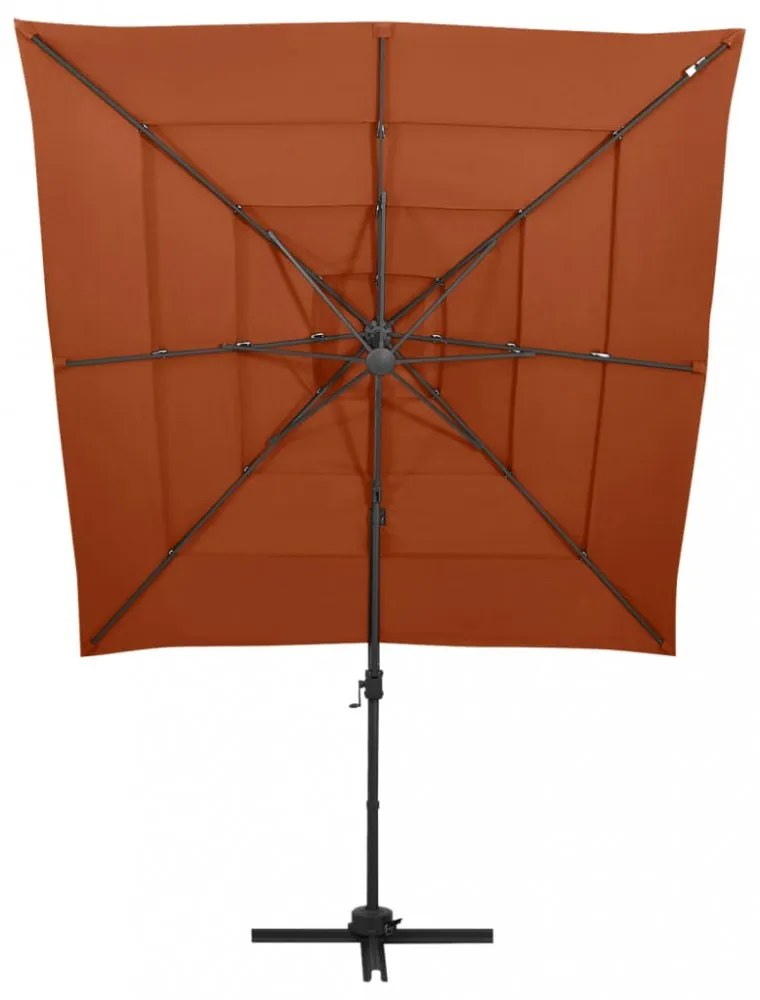 4 szintes terrakotta napernyő alumíniumrúddal 250 x 250 cm