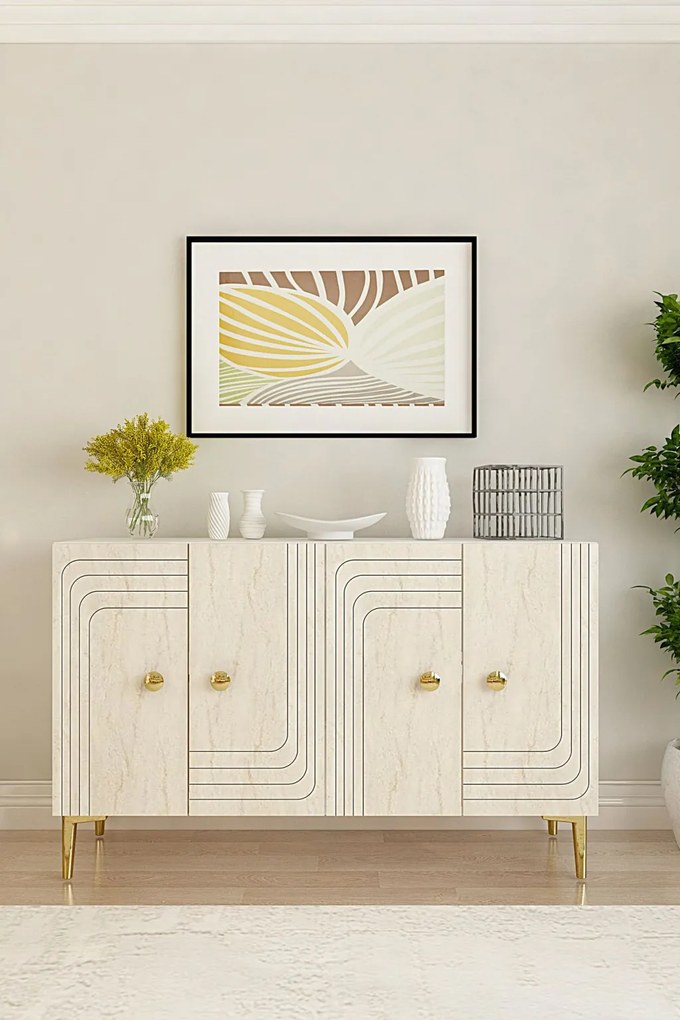 Lessi 120 - White, Travertine, Gold