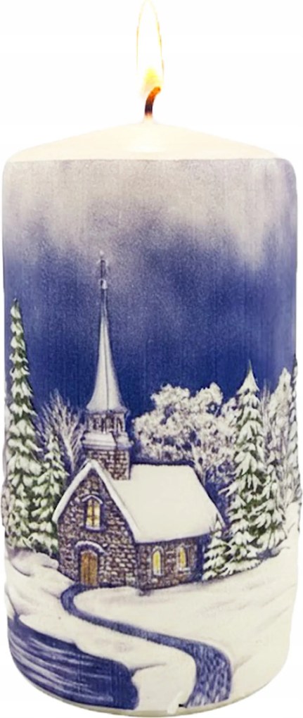 Nagy Karácsonyi Gyertya 3D Dekoratív Falu Gyertya