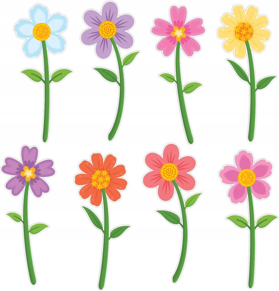 Tavaszi Dekoráció Kétoldalas Ablakra Virágok A Szárakon XXL (8 Db)