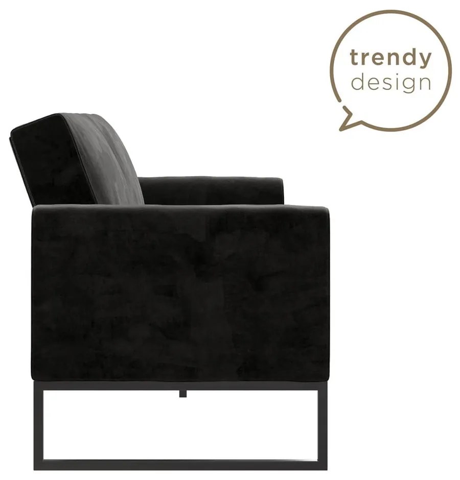 Fekete kinyitható kanapé 217 cm Adley - CosmoLiving by Cosmopolitan