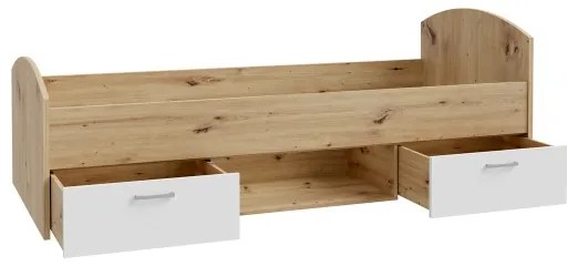 Egyszemélyes ágy tárolóval URO 90x200 cm artisan tölgy/fehér