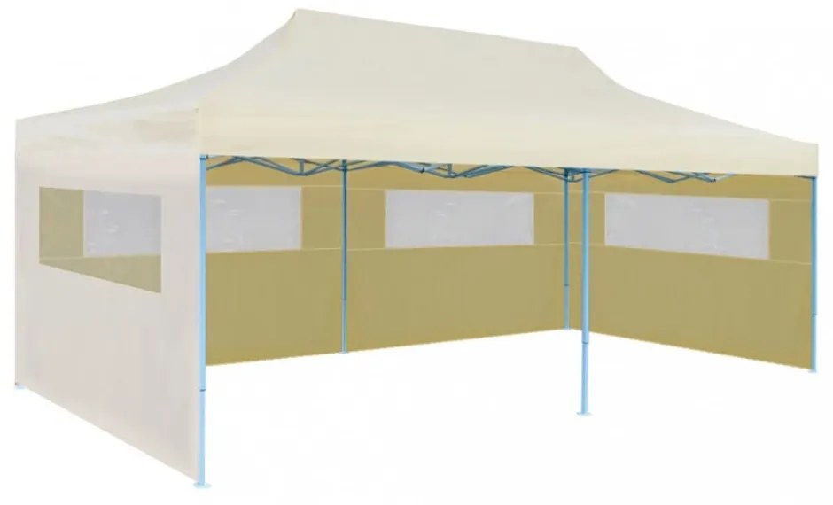 krémszínű összecsukható pavilon 3 x 6 m