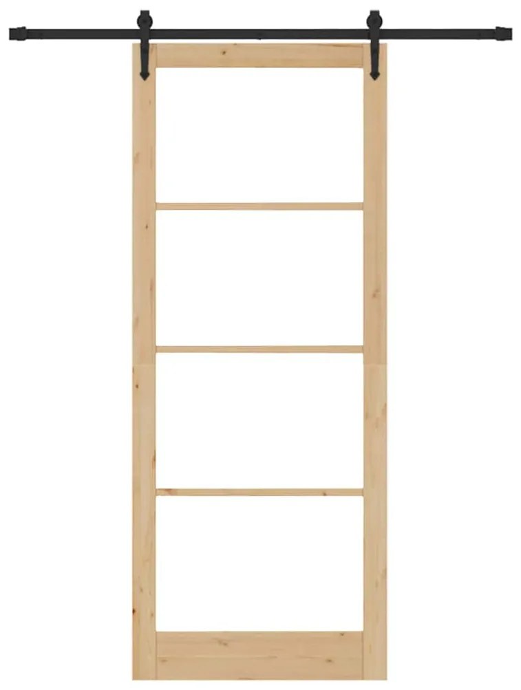 Egyszerű Csúszó Ajtó Barna 83 x 232 cm Fa és fém