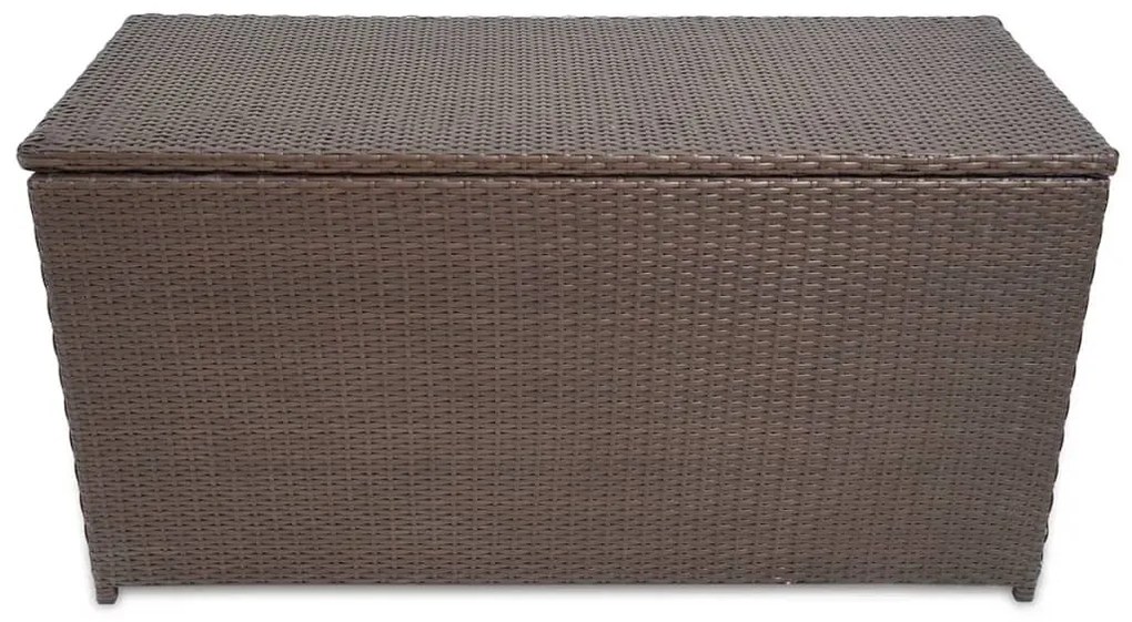 Barna polyrattan kerti tárolóláda 120 x 50 x 60 cm