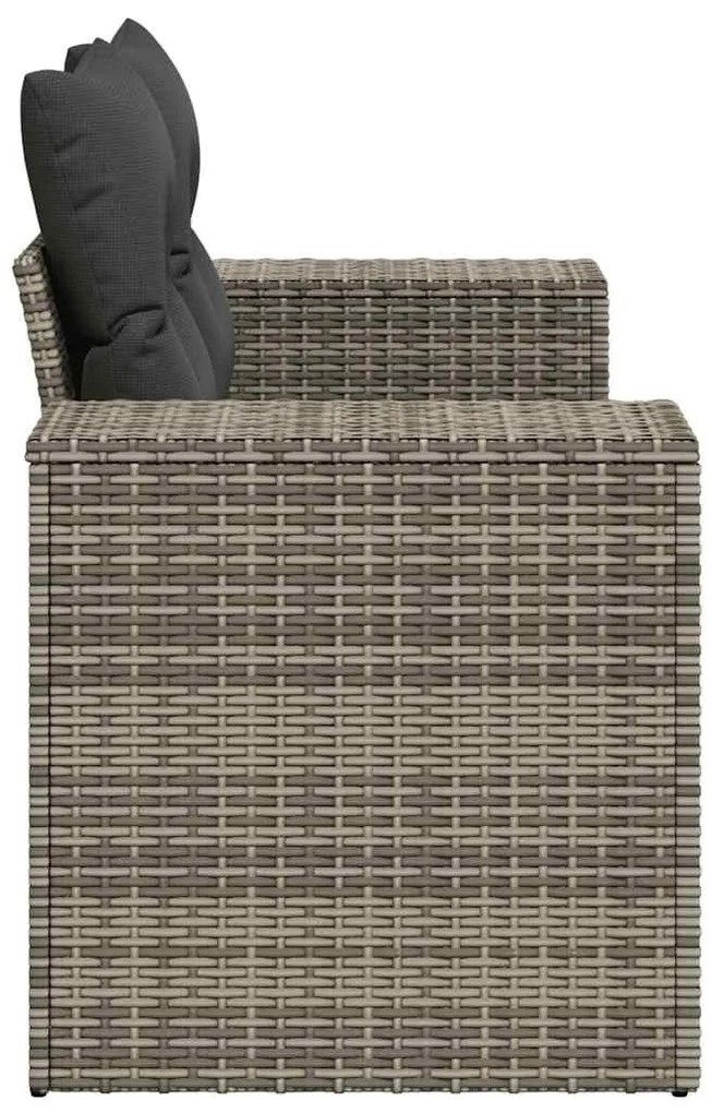 2 személyes szürke polyrattan kerti kanapé párnával