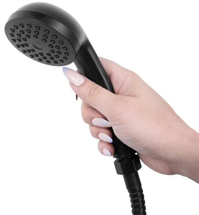 Erga Lati, falra szerelhető kádcsap kézizuhany készlettel, fekete matt, ERG-YKA-BW.LATI-BLK