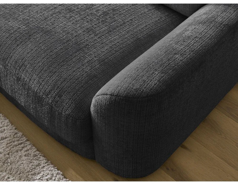Fekete zsenília sarokkanapé (bal oldali-heverő résszel) Leonore – Bobochic Paris