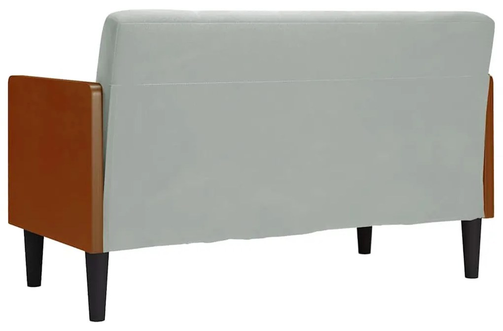 világosszürke bársony loveseat kanapé párnákkal 110 cm